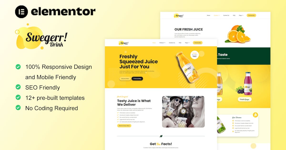 Swegerr – Juice & Fresh Drink Elementor Template Kit