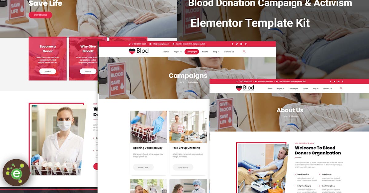 Blod – Blood Drive & Donation Campaigns Elementor Template Kit