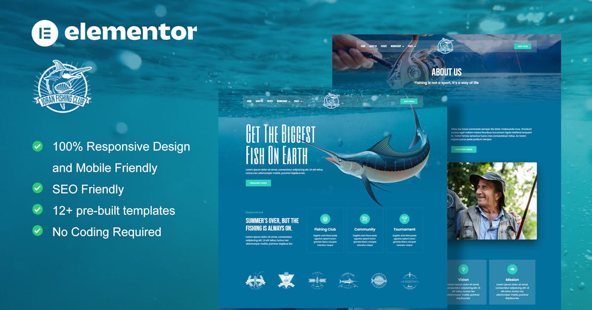 Joran – Fishing Club Elementor Template Kit