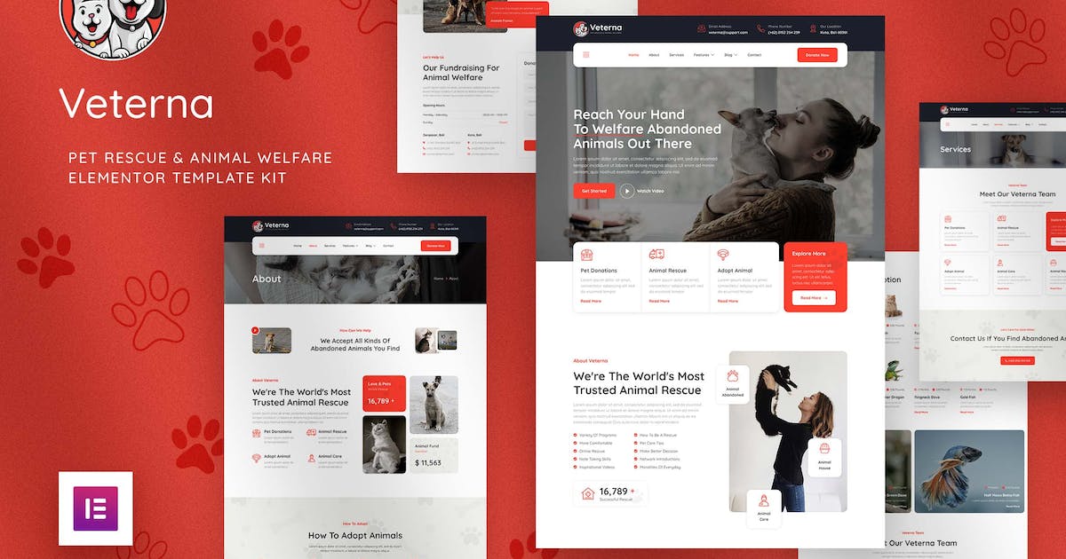 Veterna - Pet Rescue & Animal Welfare Elementor Template Kit