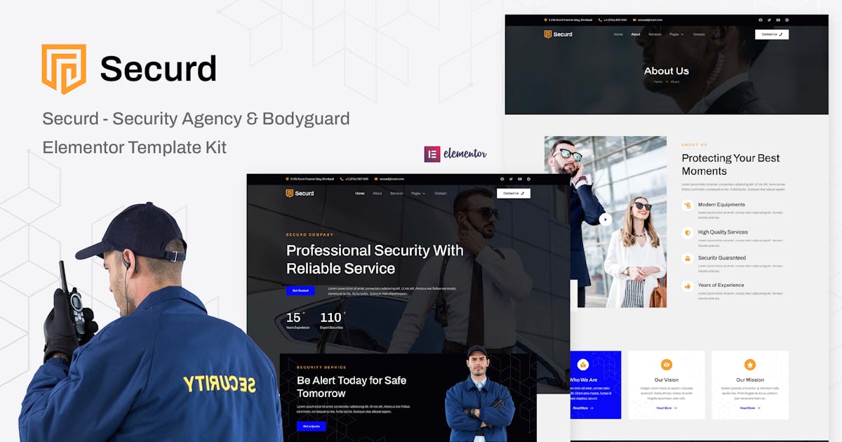Securd – Security Agency & Bodyguard Elementor Template Kit