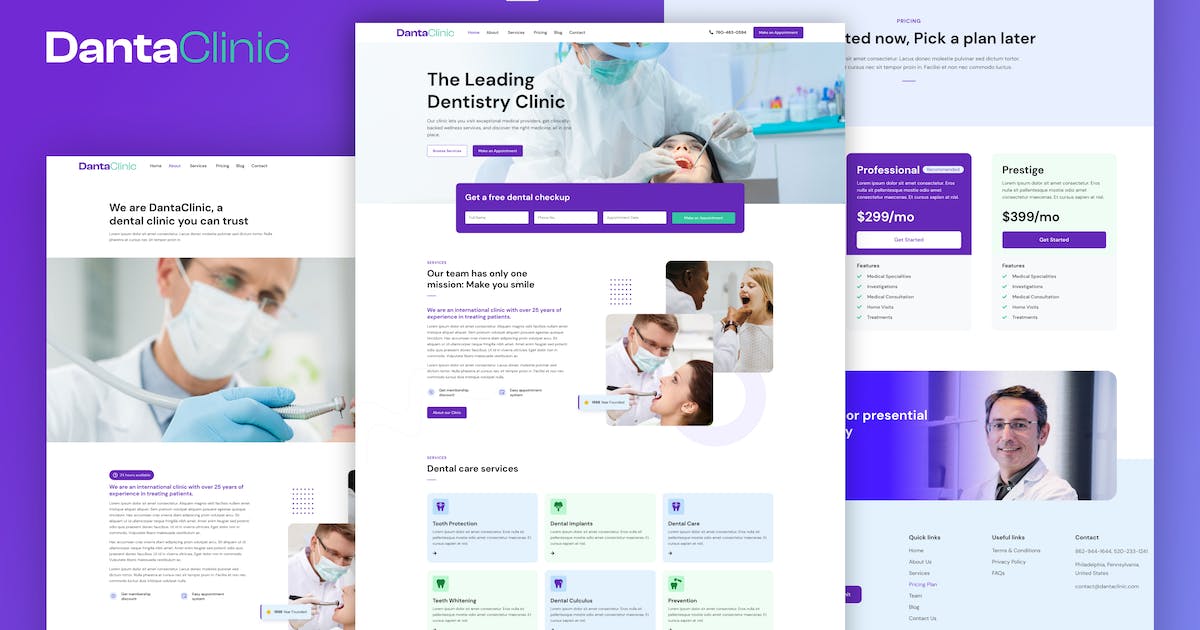 Danta Clinic – Dentist & Dental Clinic Elementor Template Kit