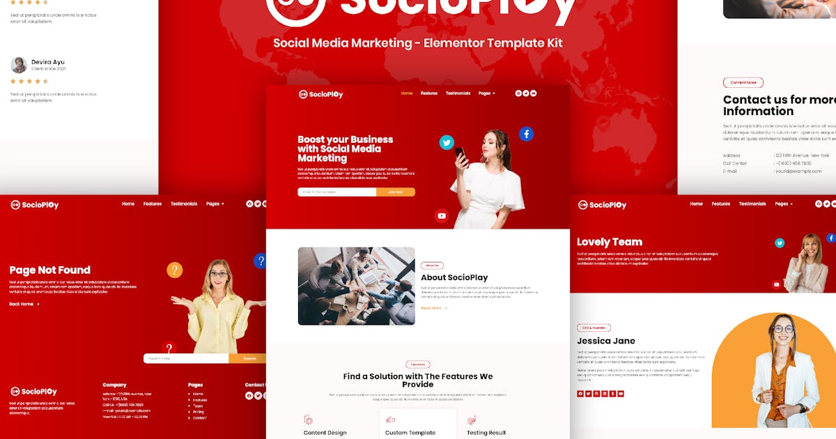 Socioplay – Social Media Marketing Elementor Template Kit