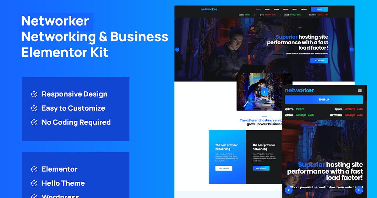 Networker – Business Services & Hosting Services Elementor Template Kit