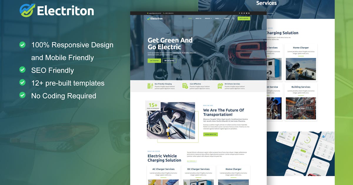 Electriton – Electric Vehicle & Charging Station Elementor Pro Template Kit