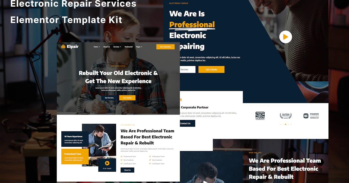 Elpair – Electronic Repair Services Elementor Template Kit
