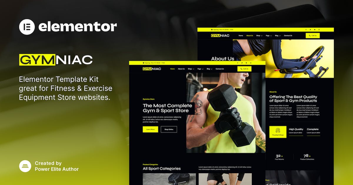 Gymniac – Fitness & Exercise Equipment Store Elementor Template Kit