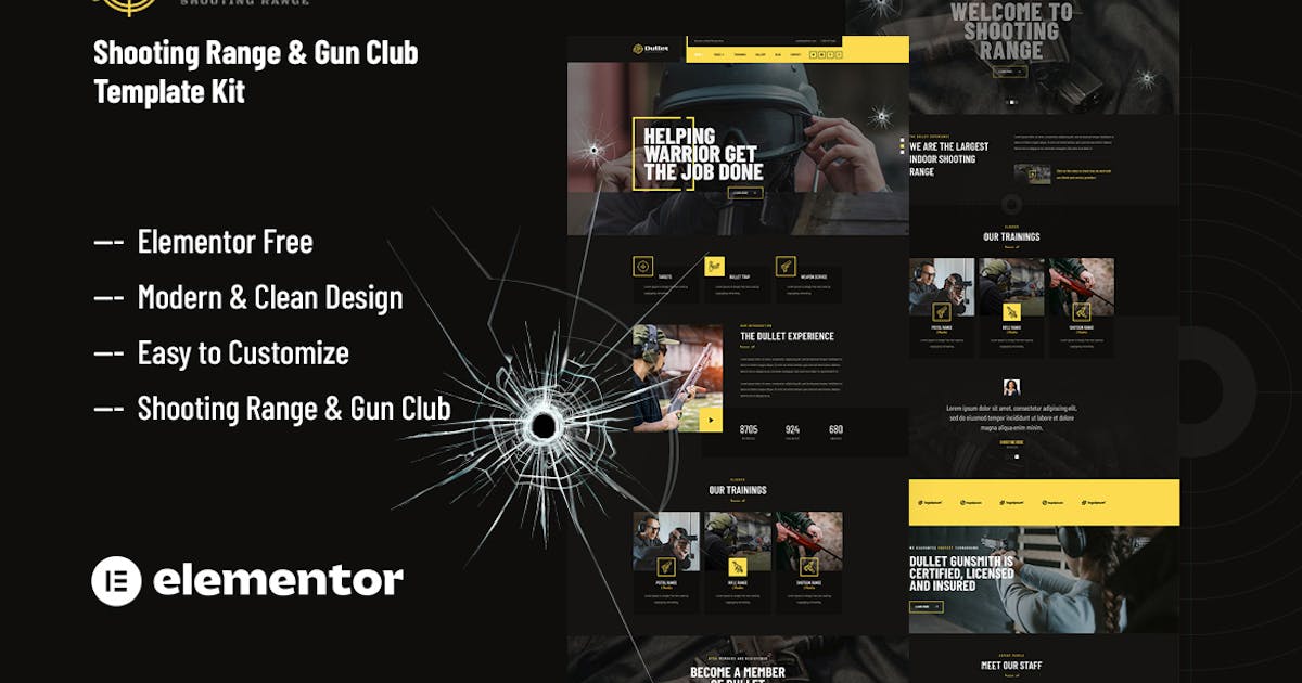 Dullet – Shooting Range & Gun Club Elementor Template Kit