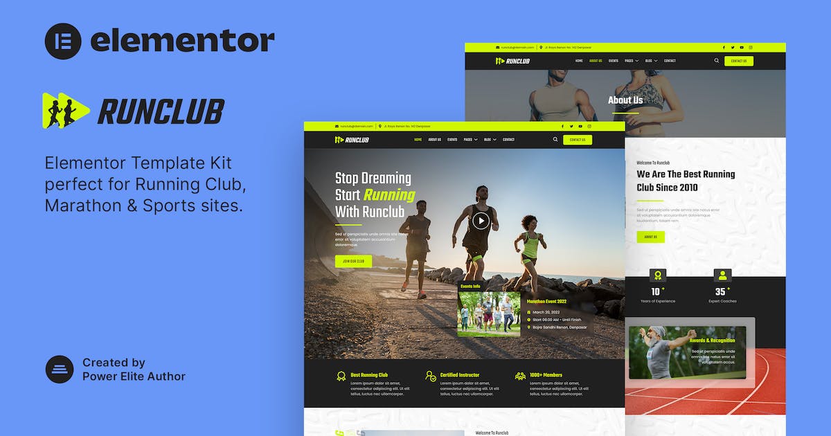 Runclub - Running Club, Marathon & Sports Elementor Template Kit