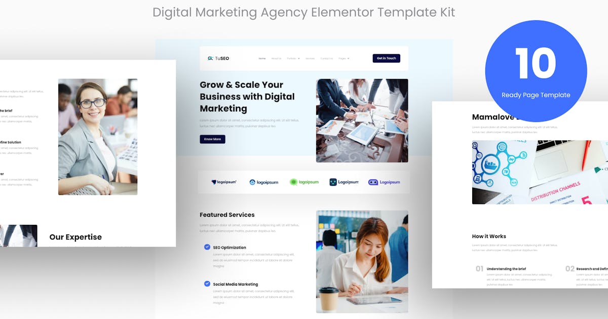 TuSEO – Digital Marketing Agency Elementor Template Kit