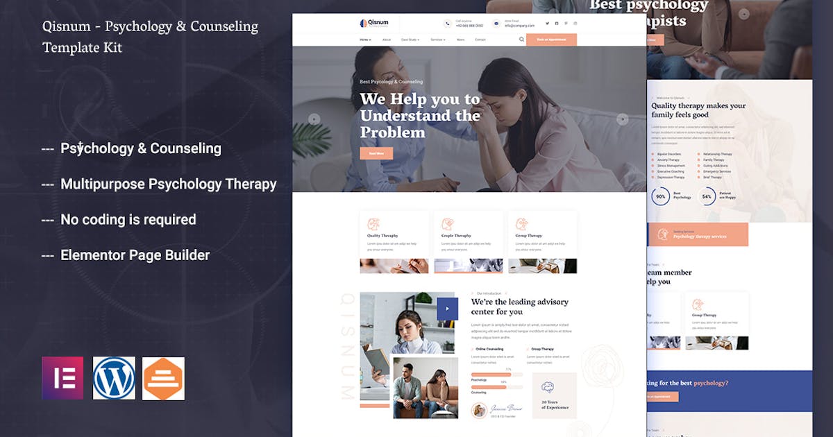 Qisnum – Psychology & Counseling Elementor Template Kit