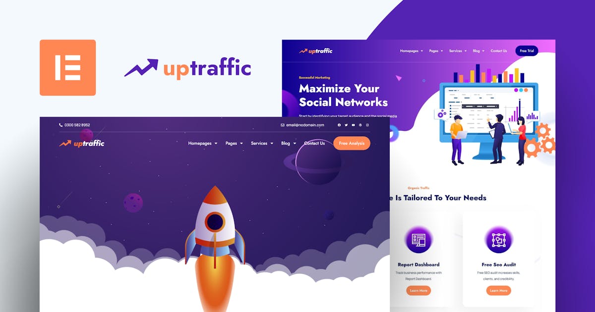 Uptraffic – Digital Marketing Agency Elementor Template Kit