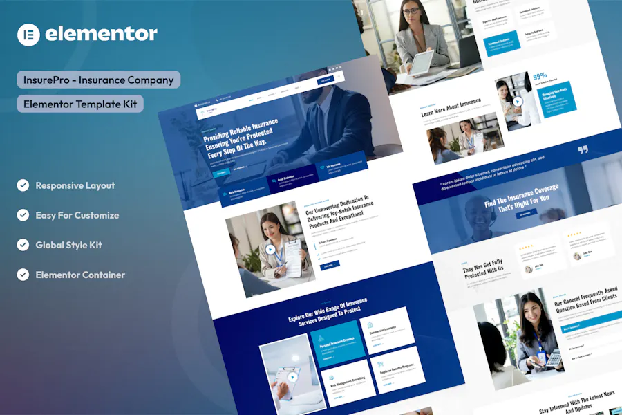 InsurePro – Insurance Company Elementor Template Kit