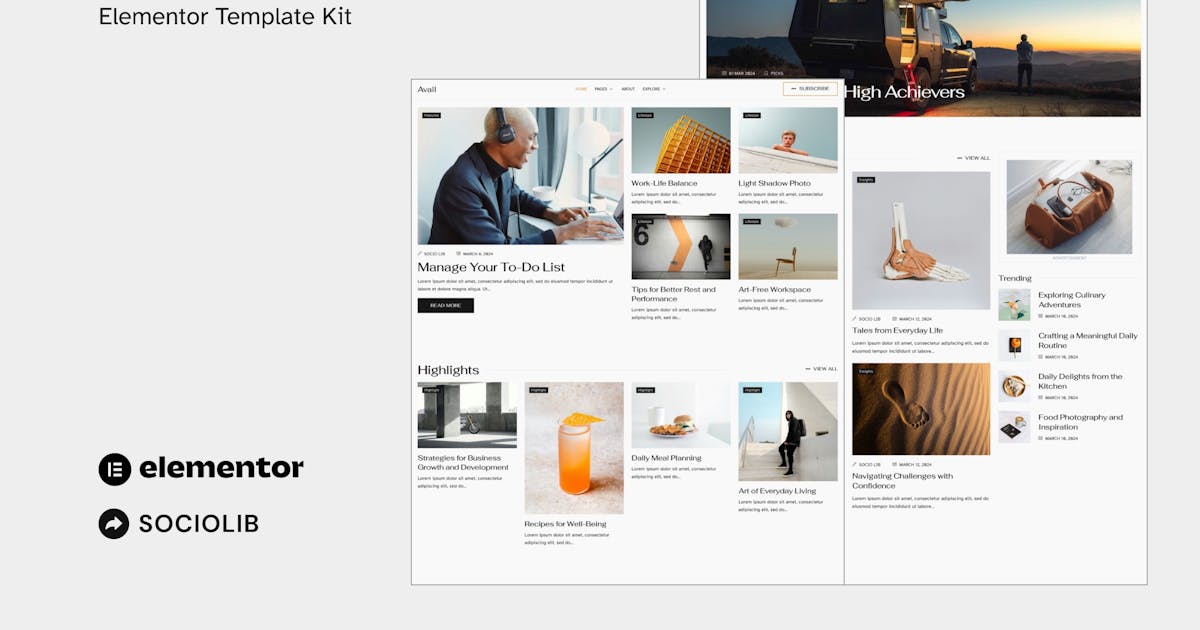 Avail – Modern Blog & Magazine Elementor Template Kit