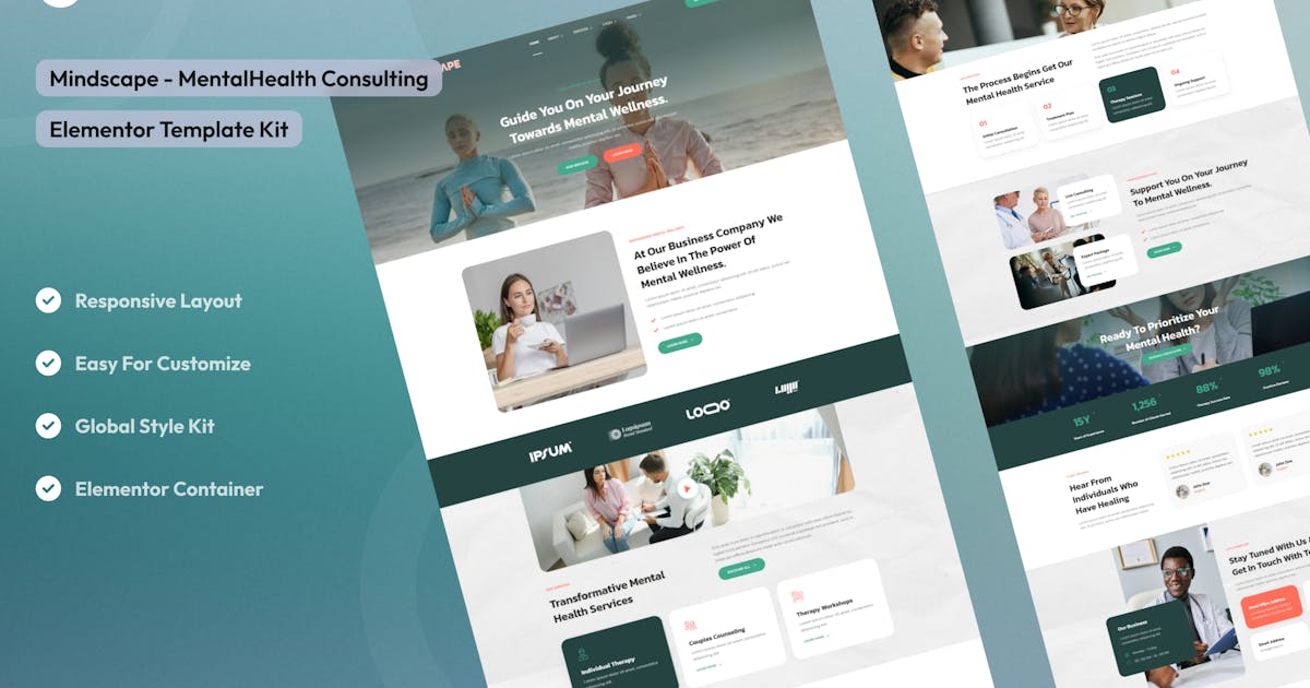 Mindscape – Mental Health Consulting Elementor Template Kit