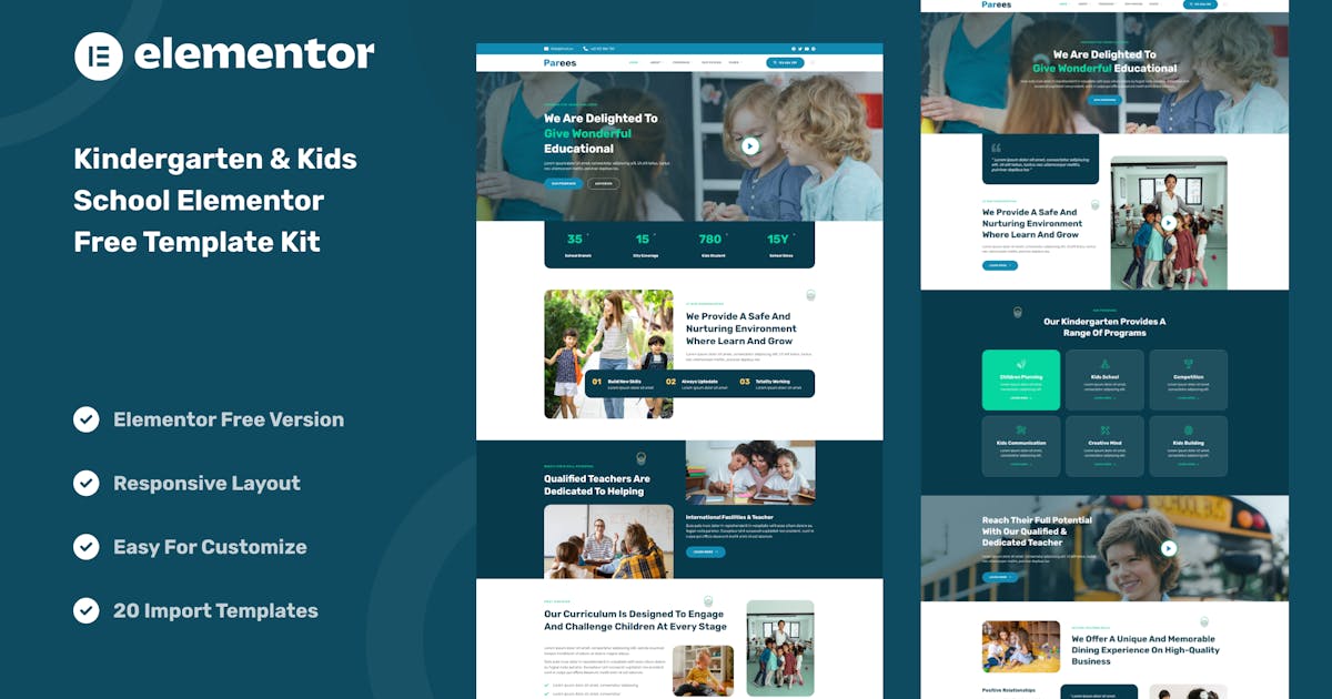 Parees – Kindergarten & Kids School Elementor Template Kit