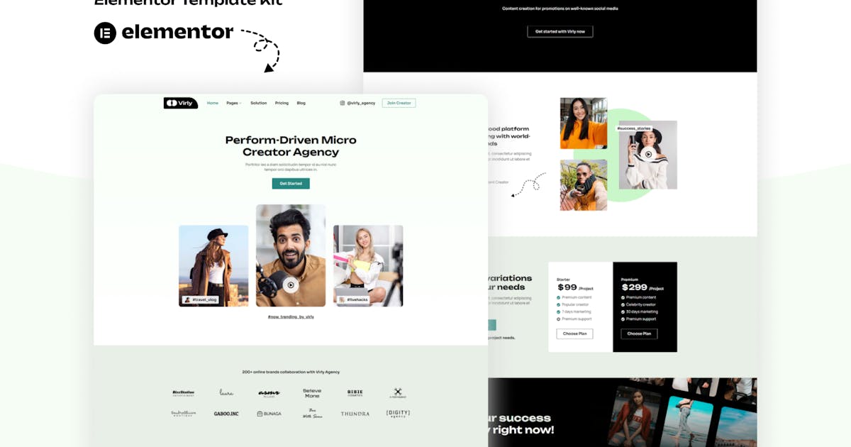 Virly – Influencer Marketing Agency Elementor Template Kit