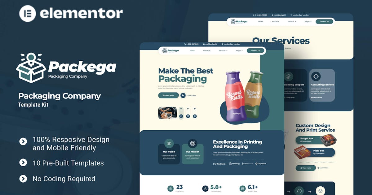 Packega – Packaging Company Elementor Template Kit