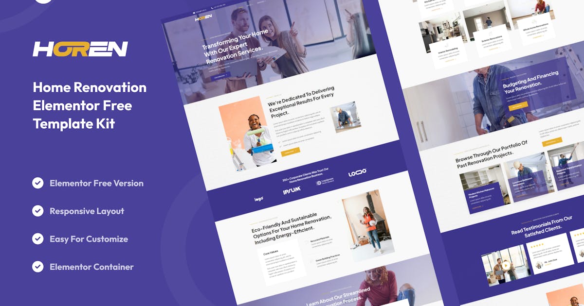 Horen – Home Renovation Services Elementor Template Kit