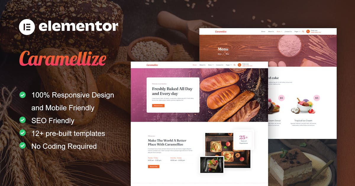 Carramelize – Cake & Pastry Elementor Pro Template Kit