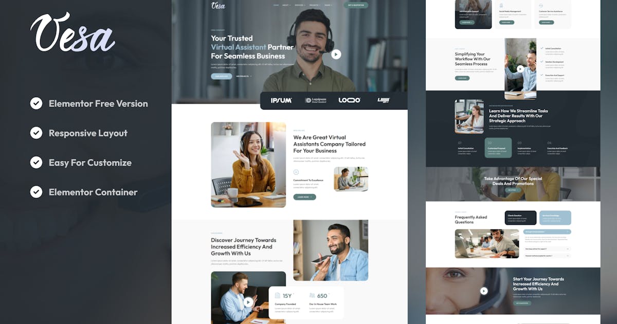 Vesa – Virtual Assistant Services Elementor Template Kit