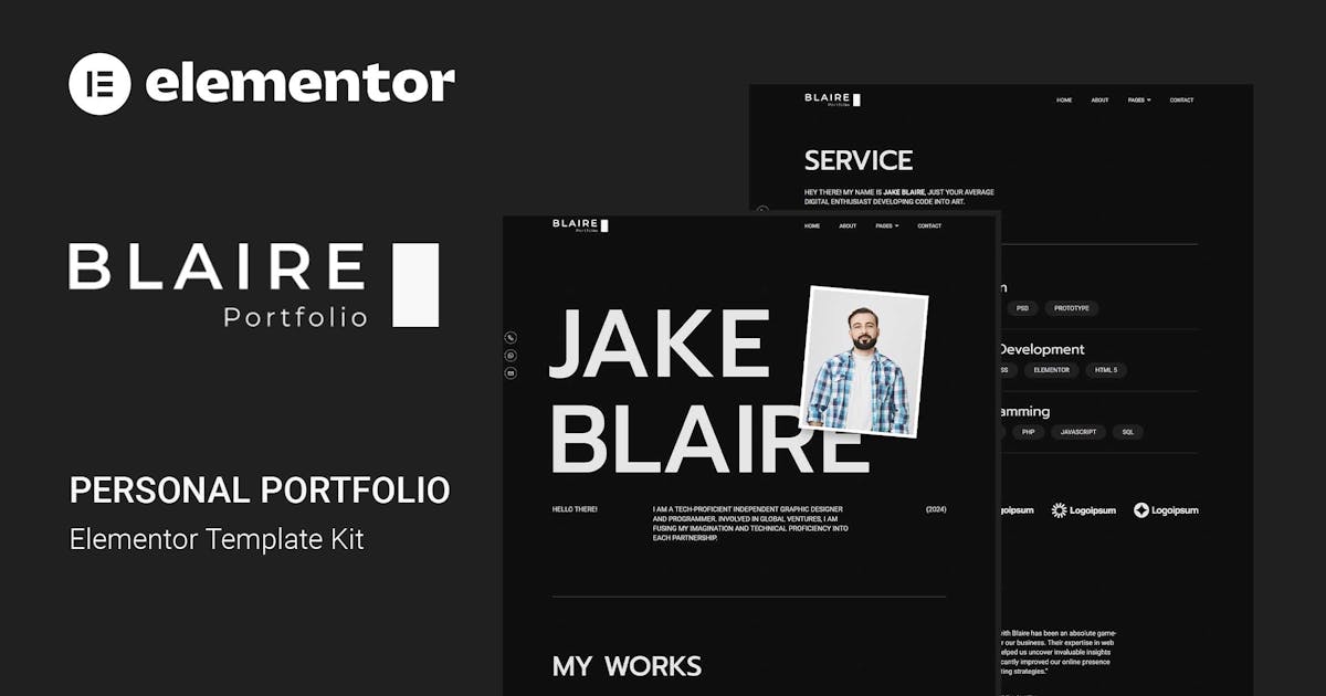 Blaire – Personal Portfolio Elementor Template Kit