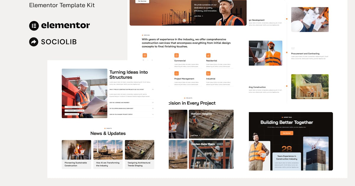 Crane – Construction Architecture Elementor Template Kit