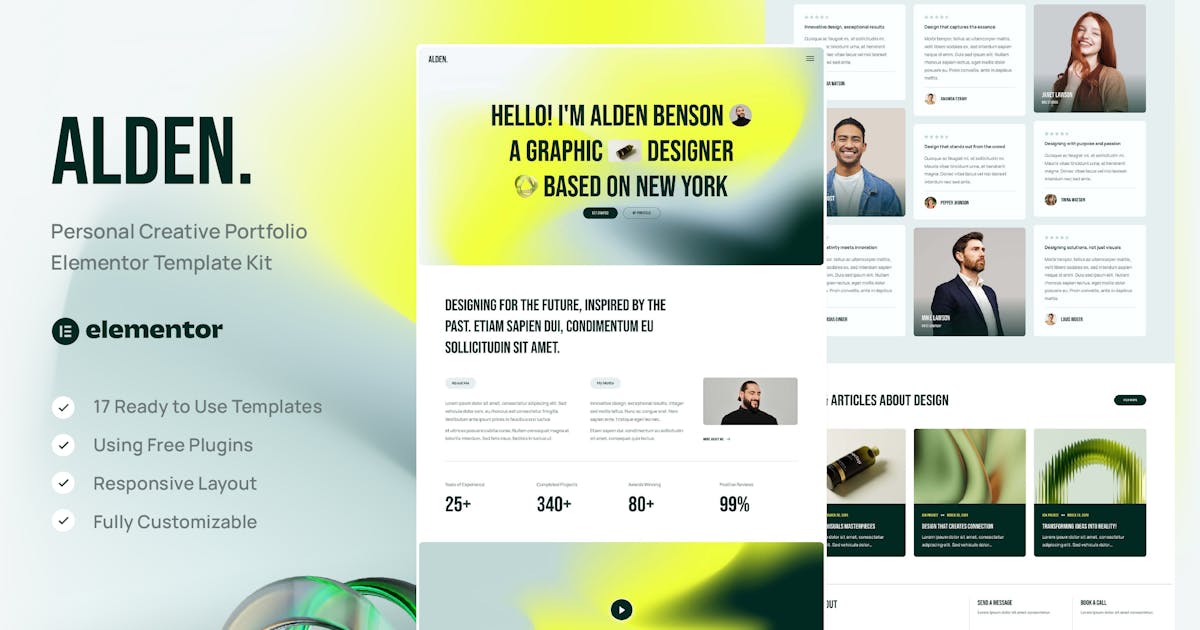 Alden – Personal Creative Portfolio Elementor Template Kit