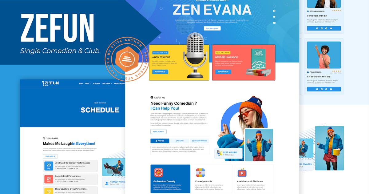 Zefun – Single Comedian and Club Elementor Template Kit