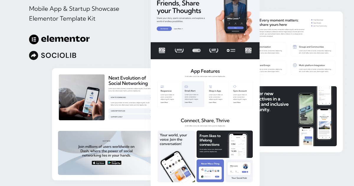 Dash – Mobile App & Startup Showcase Elementor Template Kit
