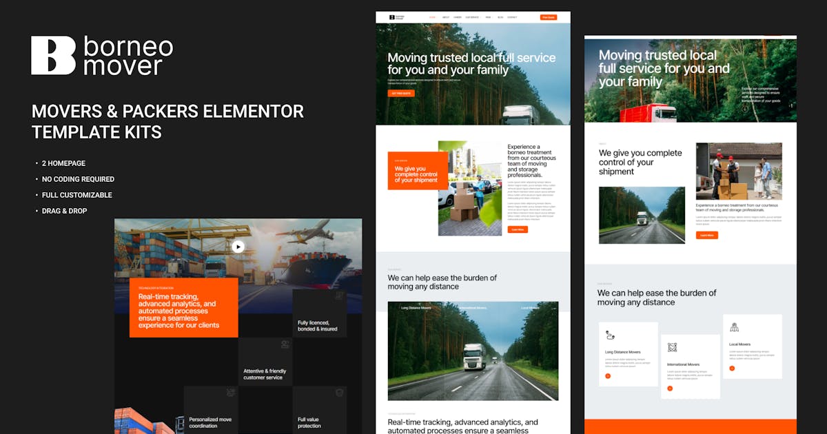 Borneo – Movers & Packers Elementor Template Kit