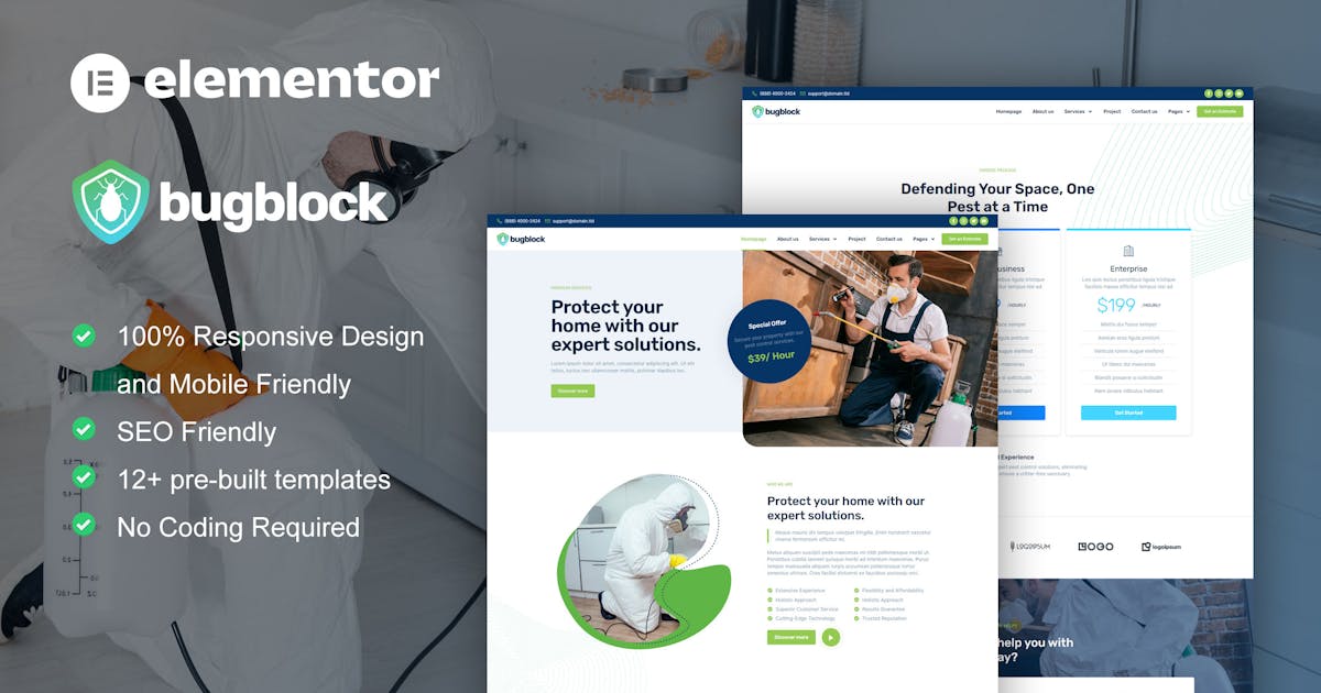 Bugblock – Pest Control Service Elementor Template Kit