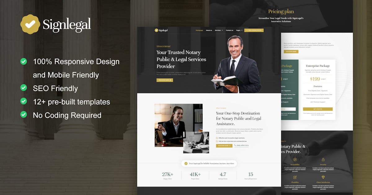 SignLegal – Notary Public & Legal Service Elementor Template Kit