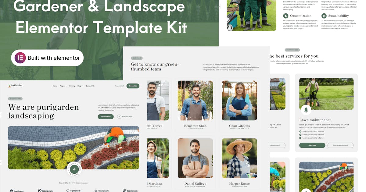 PuriGarden – Gardener Landscape Elementor Pro Template Kit