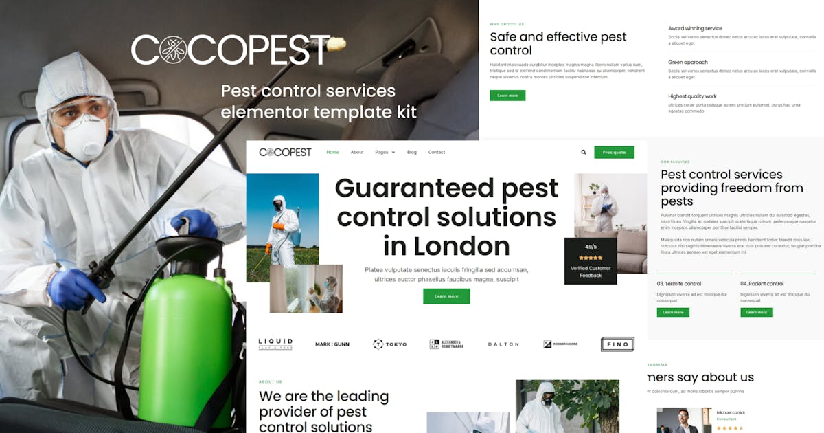 Cocopest – Pest Control Services Elementor Template Kit
