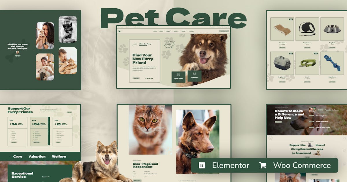 Kenneli – Animal Shelter Pet Care Elementor Pro Template Kit