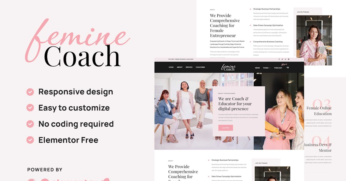 Femine – Female Business Coach Elementor Kit