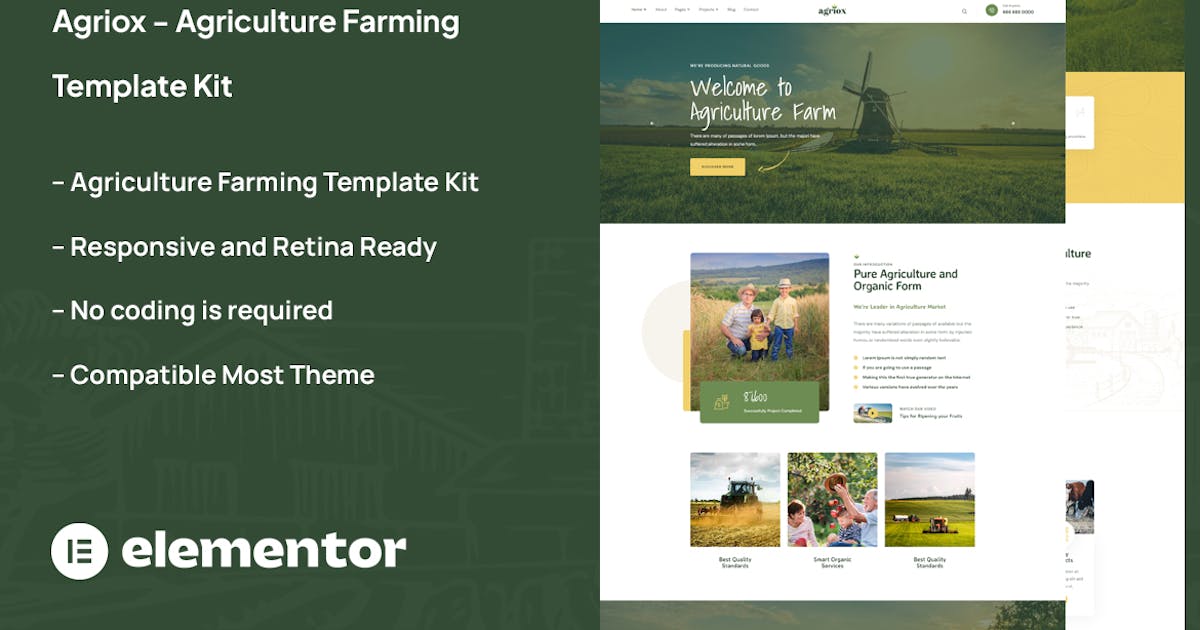 Agriox – Agriculture Farming Elementor Template Kit