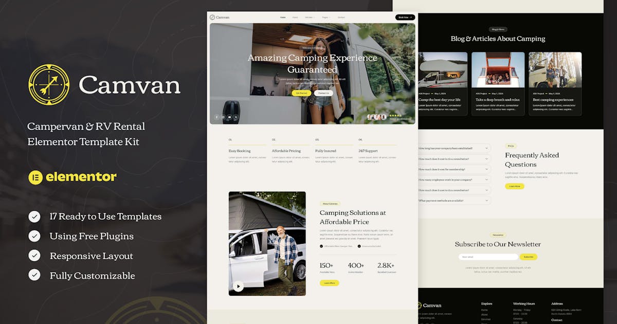 Camvan – Campervan & RV Rental Elementor Template Kit