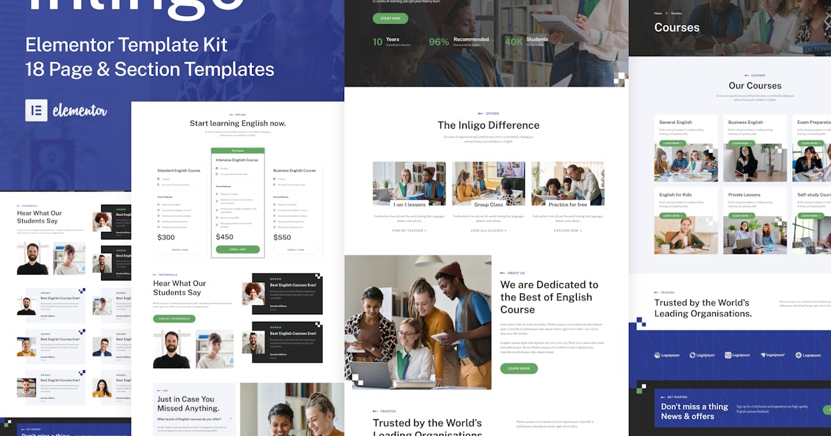 Inlingo – Professional English Course Elementor Template Kit