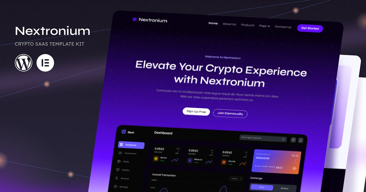 Nextronium – Crypto Saas Elementor Template Kit