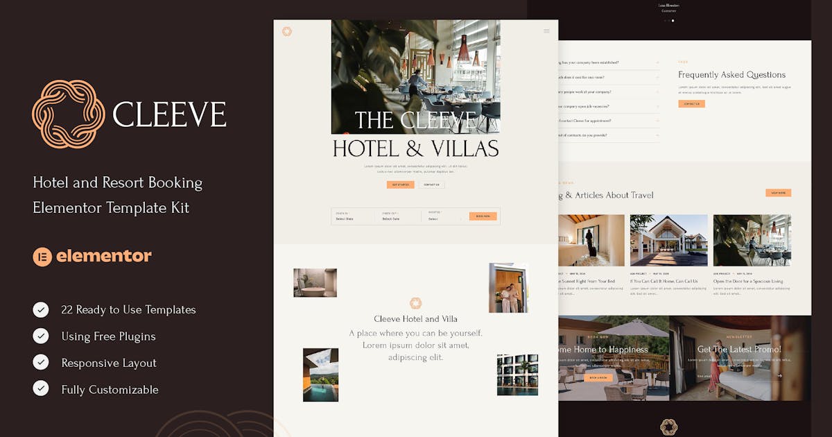 Cleeve – Hotel & Resort Booking Elementor Template Kit