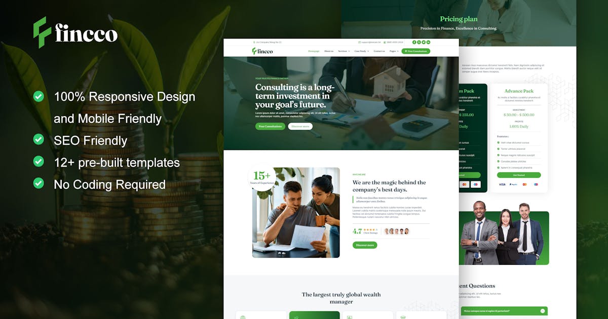 Fincco – Finance & Investment Company Elementor Pro Template Kit