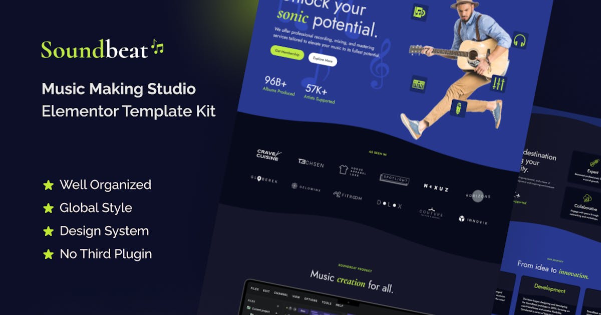 Soundbeat – Music Making Studio Elementor Pro Template Kit