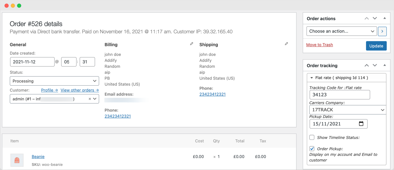 WooCommerce  Order Tracking