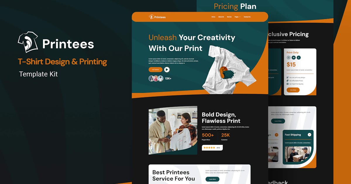 Printees – T-shirt Design & Printing Elementor Template Kit