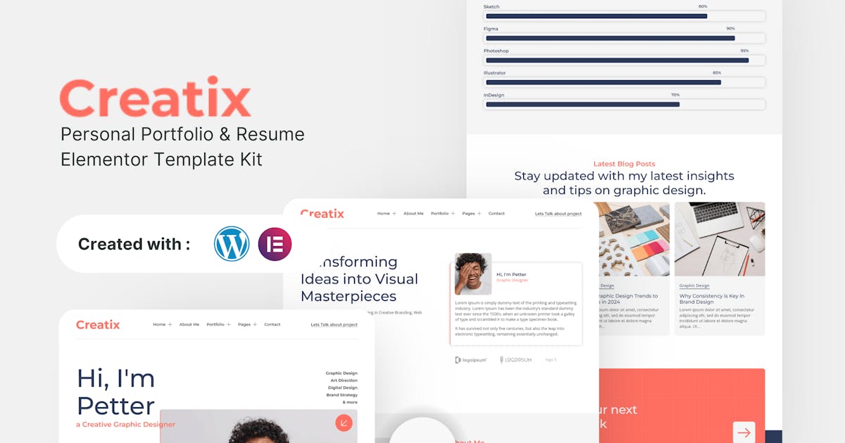 Creatix – Personal Portfolio & Resume Elementor Template Kit