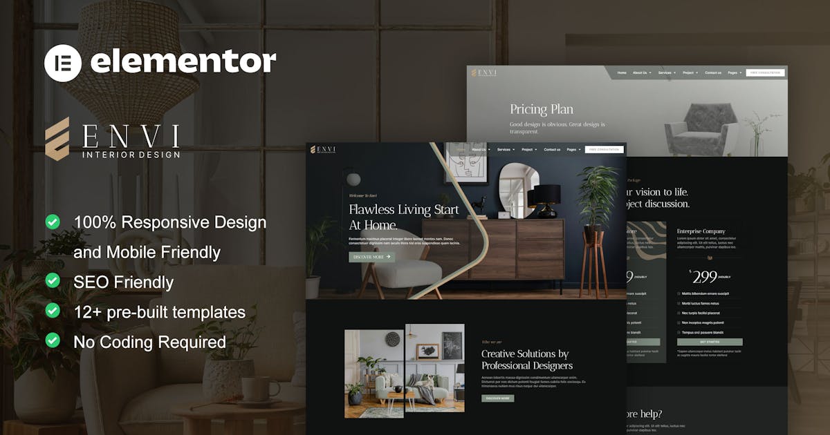 Envi – Interior Design & Architecture Elementor Template Kit