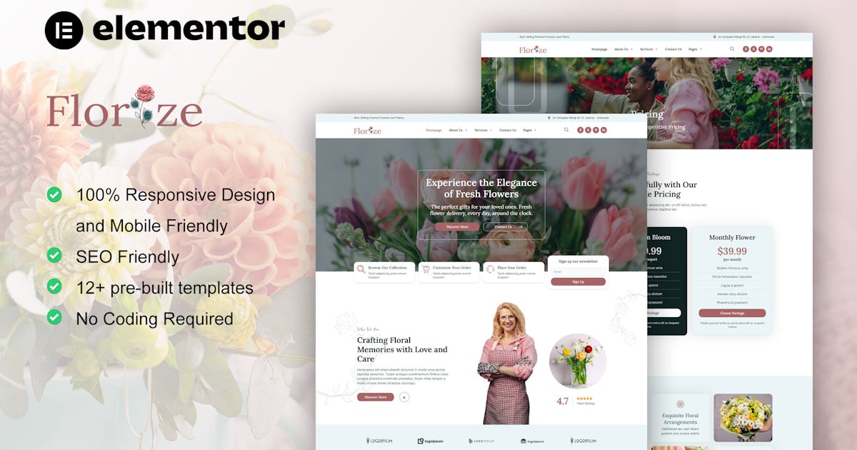 Florize – Florist & Flower Boutique Elementor Template Kit