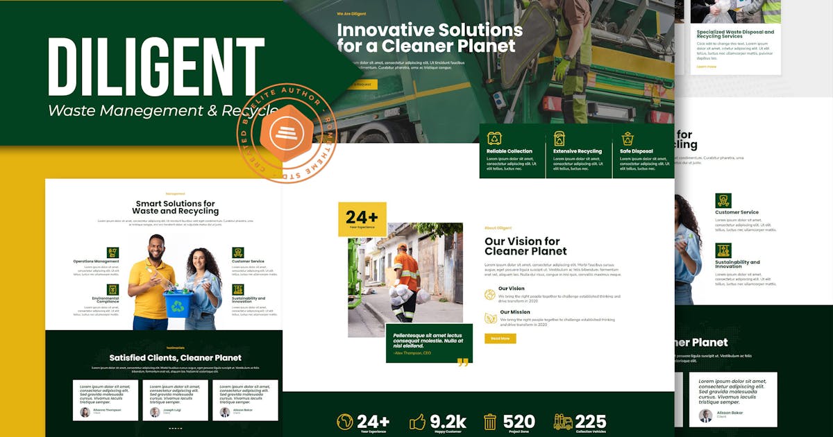 Diligent – Waste Management & Recycling Company Elementor Template Kit